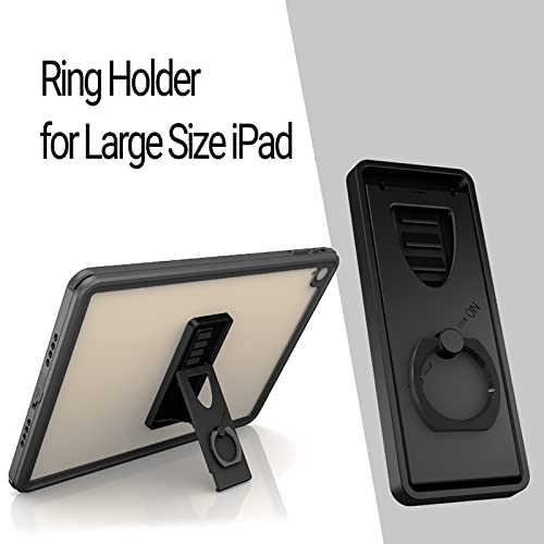 4-Angle Adjustable Tablet Stand with 360° Rotating Finger Ring, Ultra-Slim Foldable Tablet Holder, Strong Adhesive Anti-Drop Grip for iPad, Galaxy Tab, All 7-11" Tablets, 2-Pack