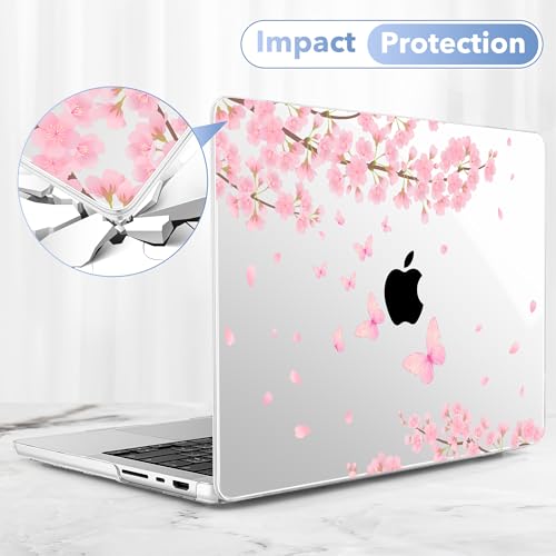 May Chen for 2026 MacBook Pro 14-inch M5 M4 M3 M2 M1 Pro/Max Chip, Release 2026 2025-2021, Model A3427 A3426 A3434 A3112 A3401 A3185, Plastic Hard Shell with Keyboard Cover, Cherry Blossom - color: Cherry blossom