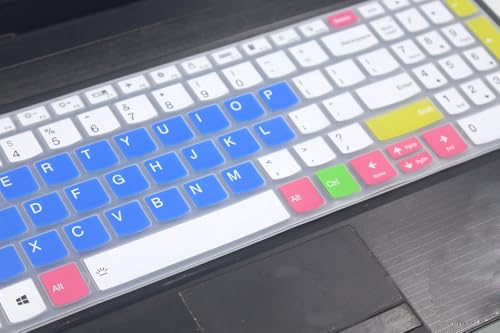 Silicone Keyboard Cover Compatible with Lenovo ideaPad Flex 5 5i 16", Yoga 7 7i 16", Yoga 7i 15.6", ideaPad 3 3i 5 5i 15.6", ideaPad Slim 5 5i 16", Lenovo V15 G5 G4 G3 15.6" (White & Blue) - color: White & Blue, size: Compatible for ThinkBook 15p