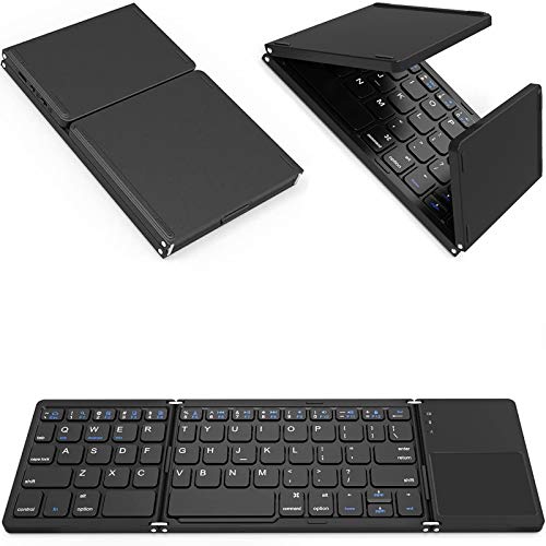 Slim Foldable Wireless Keyboard Compatible with Lenovo ThinkPad 8 64GB with TOUCHPAD Mouse Fully Universal Providing 48H Use, 560 Days Standby, Portable, Compact, Tri-Fold, Rechargeable!
