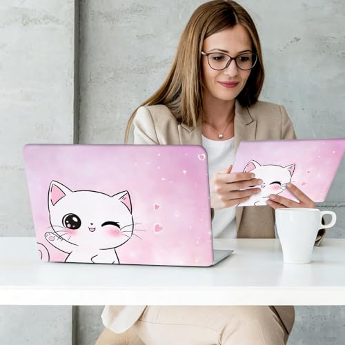 Laptop Skin Sticker Decal Cover,Cute Pink Cat | DIGTIALL Universal Laptop Skin Sticker, Waterproof Removable Notebook Decal Protector Cover for 12 13 14 15 Inch Laptops - color: Cute Pink Cat