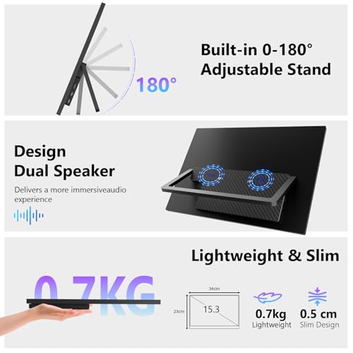 15.3 Inch Touchscreen Portable Monitor, 1920×1200 Full HD IPS 10-Point Touch External Monitor, Ultra Slim USB-C HDMI Plug & Play, Portable Monitor for Laptop PC Mac PS5 Xbox - size: 15.3inch Touch
