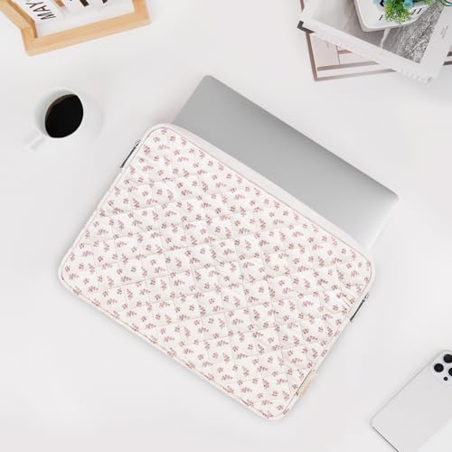 MOSISO Laptop Case 13.3 inch, 13-13.3 inch Puffy Laptop Sleeve Bag Compatible with MacBook Neo/Air 13.6/Pro 13/Pro 14, HP Dell ASUS Lenovo, Elegant Little Blossom Square Quilted Bag&Small Case, Pink - color: Pink, size: 13.3 inch