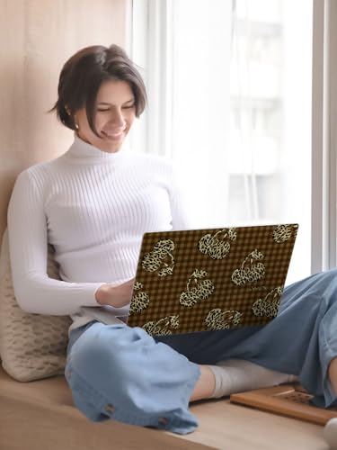 Seorsok Compatible with MacBook Air 13 Inch Case 2022 2021 2020-2018 Release A1932 A2179 M1 A2337,Classic Leopard Grain&Cherry Plastic Hard Shell Case with Keyboard Cover,Dark Brown Checkerboard - color: Dark Brown Checkerboard