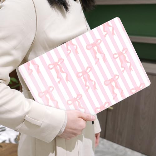 MEEgoodo Case for M5/M4/M3/M2 MacBook Air 15 inch Case 2026 2025 2024 2023, Laptop Shell Fit Model (A3448/A3241/A3114/A2941) for MacBook Air 15.3-inch, Pink Bows&Stripes - color: Pink Bows&Stripes