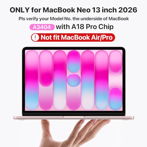 Soonjet for MacBook Neo 13 inch Case 2026 A3404 Hard Shell + Keyboard Cover | Official Blush Clear, Anti Scratch & Fingerprint, Pink Matte, Protective Mac Laptop Cover, Thin & Lightweight, Plastic - color: Frost Blush