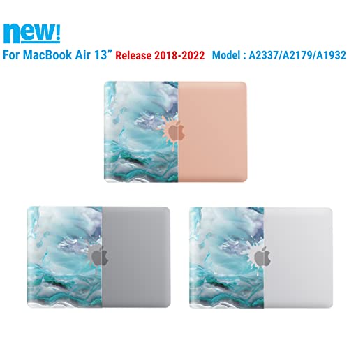 IBENZER Compatible with 2022 2021 2020 MacBook Air 13 inch case M1 A2337 A2179 A1932, Plastic Hard Shell Case for Mac Air 13 Retina Display with Touch ID, Blue Marbel, MAD-T13BLMB - color: Blue Marble