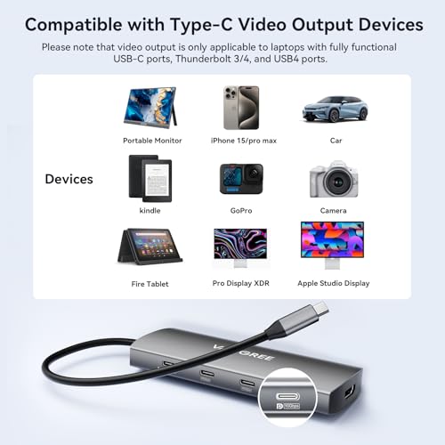 VANGREE 9-in-1 USB C Hub 10Gbps with 4K@60Hz USB-C Display Output, 100W PD | 3*USB-C & 2*USB-A 3.2 10Gbps, 4K@60Hz HDMI, SD/TF reader, Supports SST & MST, for MacBook, iPad, Dell, Surface, Samsung DEX