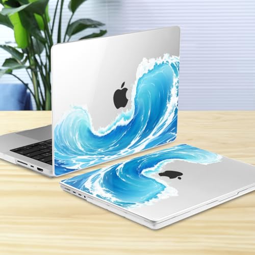 Batianda Case for New MacBook Pro 16 inch 2026 M5 2024 2023 2021 Release with M4 M3 M2 M1 Pro/Max Chip,Stylish Designed Clear Hard Shell with Keyboard Cover & Screen Protector, Blue Waves - color: Blue Waves