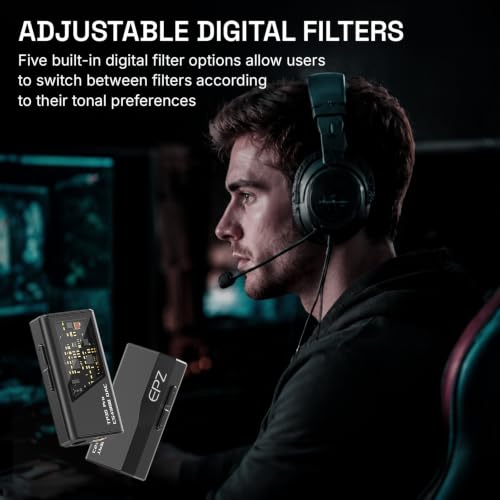 EPZ TP35 PRO Mini Portable IEM DAC Hi-Fi Decoder Headphone Amplifier Dongle USB-C to 3.5/4.4mm Dual CS43198 Chips, Supports High-Resolution PCM 32bit/384khz DSD 256 Audio, EQ Adjustment and Mic Calls - color: Black