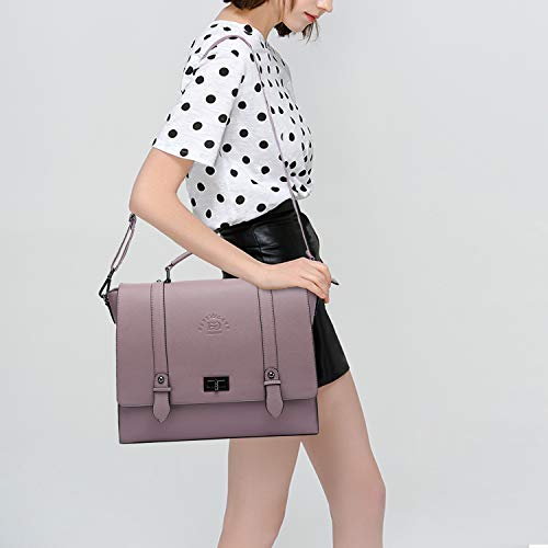 Women's 17 Inch Laptop Briefcase, Vintage Purple Saffiano Eco-leather, Multi-Compartment, 3 lb Weight Capacity - size: 17.3-inch