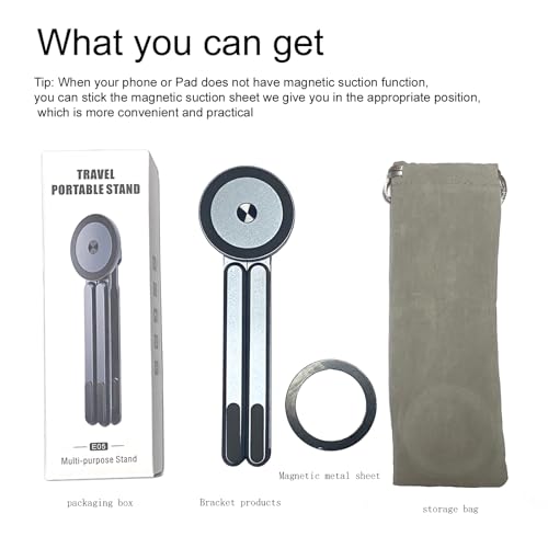 Multi-Purpose Portable Magnetic Stand, Suitable for Smartphones, Pad,Laptop, AluminumAlloy Material,Suitable fortraveling, Official Working and Leisure, and Home Entertainment (E05-gray)
