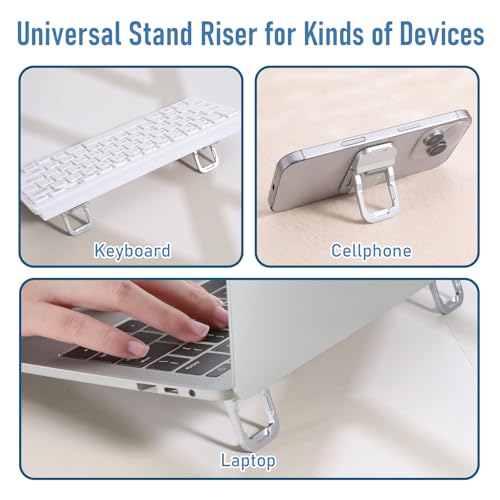 Bewudy 2 Pcs Portable Keyboard Riser With Dual Tilt Angle Adjustment, Foldable Laptop Stand, Mini Computer Stand for Desk, Self-Adhesive Feet for Most Keyboards (Silver) - color: Silver