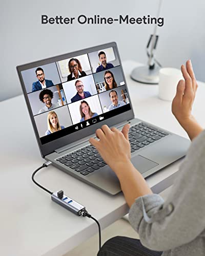 USB 3.0 to Ethernet Adapter,ABLEWE 3-Port USB 3.0 Hub with RJ45 10/100/1000 Gigabit Ethernet Adapter Support Windows 10,8.1,Mac OS, Surface Pro,Linux,Chromebook and More - color: Grey