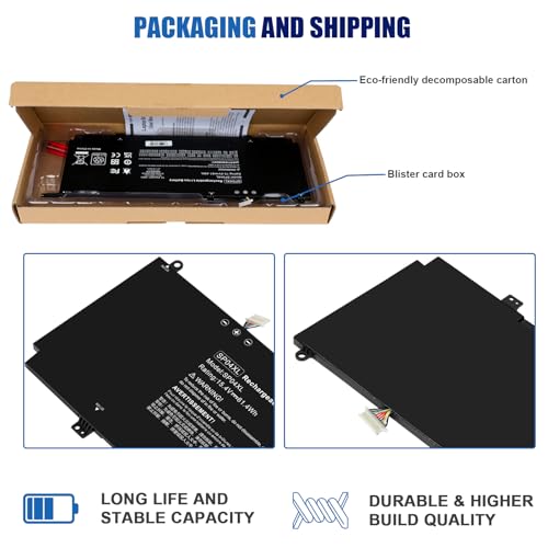 SP04XL L28764-005 Laptop Battery for HP Spectre X360 13-AP0000 13-ap0xxx 13-ap0013dx 13-ap0023dx 13-ap0033dx 13-ap0053dx 13-ap0000na 13t-AP000 CTO SP04061XL HSTNN-IB8R HSTNN-OB1B L28538-AC1 TPN-Q203 - size: 11.1*4.17*0.19inch SP04XL