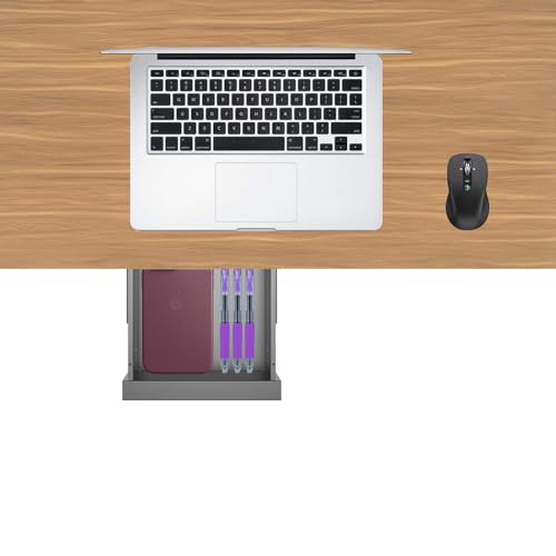 Under Desk Mounted Sliding Pull-out Drawer for Office Desk or Table - Storage Organizer for Sit Stand Workstation- W 9.8" x D 9.8" x 2.5", Metal, Black (Small) - size: 1TierSmall