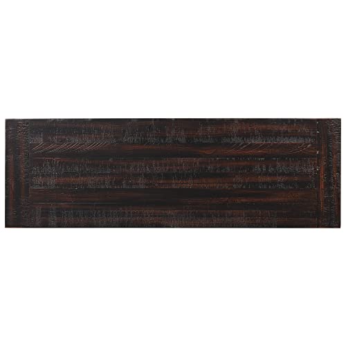 48’’ Modern Farmhouse Wood Entryway Console Table with Storage (Black) | 3-Tier Sofa Table Behind Couch, 3 Drawers, 2 Open Shelves, Easy Assembly, for Living Room, Foyer, Hallway - color: Black
