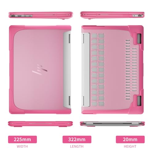 Heavy Duty Case for 14" HP Envy X360 2-in-1 2K Touch-Screen Laptop 2024 Release Shockproof Hard Shell Matte Translucent Anti-Fingerprint Protective Cover with TPU-Covered Edge (Pink) - color: Pink