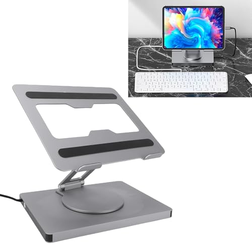 LICAEVEY Laptop Docking Station Stand, 10 in 1 USB C Hub with 100W PD Charging 4K HDMI Gigabit Ethernet Foldable Riser for Laptops Under 16 Inches