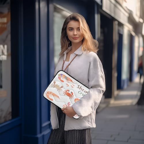 Cute Shrimp Crab Padded Laptop Sleeve Case 13 Inch Soft Quilted Laptop Bag Waterproof Computer Sleeves - color: Cute Shrimp Crab, size: Medium