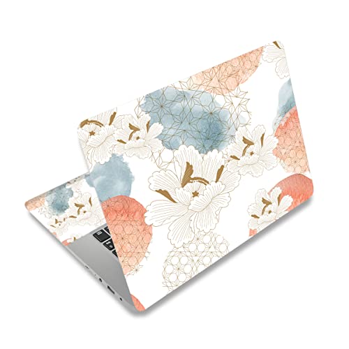Laptop Skin Sticker Decal,12" 13" 13.3" 14" 15" 15.4" 15.6 inch Personalized Laptop Vinyl Skin Sticker Cover Art Decal Universal Protector Notebook PC Cover Case (White Flower) - color: White Flower