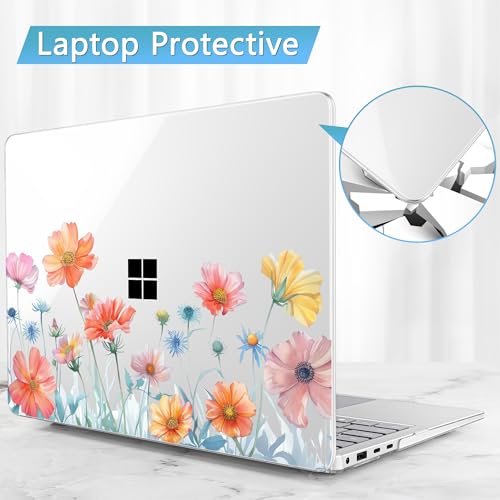 Mektron Case for 13.8" Microsoft Surface Laptop 8/7 (2026/2024) Surface Laptop 13.8 Inch Cover Fits Model 2036, Keyboard Cover +Screen Protector +Dust Plugs, Wildflower - color: Wildflower