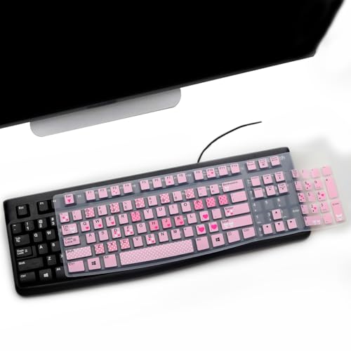 Keyboard Cover for Logitech K120 & MK120 Ergonomic Desktop USB Keyboard, Logitech K120 & MK120 US Layout Waterproof Anti-Dust Keyboard Skin-Lovly - color: Lovly