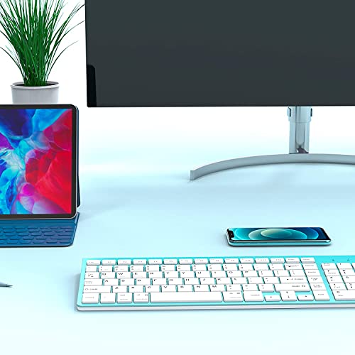 JOYACCESS Wireless Bluetooth Keyboard for Mac,Ergonomic Multi-Device Keyboard with Number Pad, Compatible with MacBook Pro/Air, iMac,iPhone,iPad, iOS, Android, Windows, Turquoise - color: Turquoise