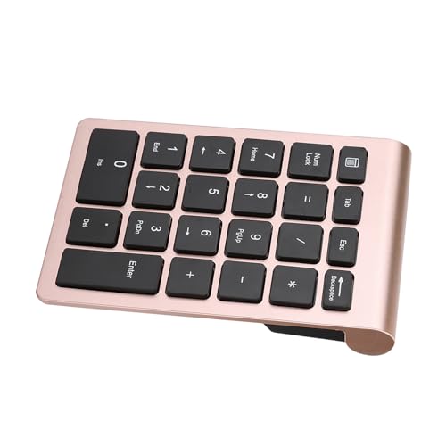 Keenso Number Pad, Wireless Numeric Keypad with Ergonomic Design, 22 Keys Portable Keyboard for Laptop Users, Compatible with and (Pink Gold) - color: Pink Gold