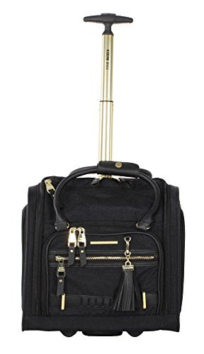 steve madden Designer 15 Inch Carry on Suitcase- Small Weekender Overnight Business Travel Luggage- Lightweight 2- Rolling Spinner Wheels Under Seat Bag for Women (Peek-A-Boo Black) - color: Peek-A-Boo Black