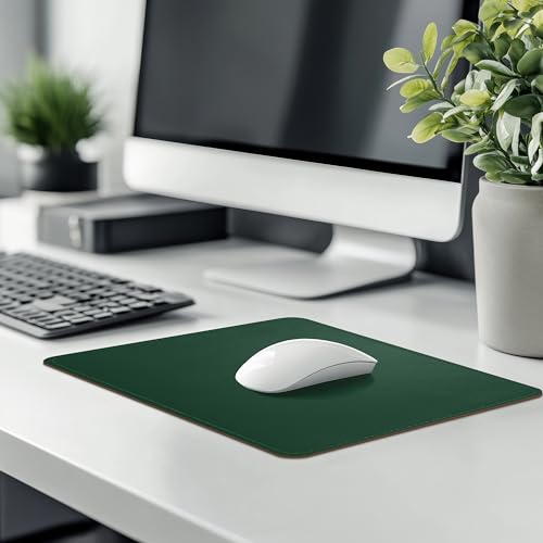 Mouse Pad, PU Mouse Pad,Leather Mouse Pad with Stitched Edge Micro-Fiber Base with Non-Slip Waterproof,Mouse Pad for Computers,Laptop, 8x11Inch (Army Green) - color: Army Green, size: 8L x 11W inches