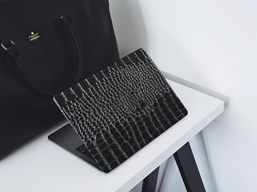 Crocodile Case for MacBook Air 13 inch 2026 M5, 2022-2025 M4/M3/M2 | Model A3449 A3240 A3113 A2681, Texture Crocodile Aligator Skin Snakeskin PU Leather Hardshell & Keyboard Cover, Shiny Black - color: # Shiny Black Crocodile