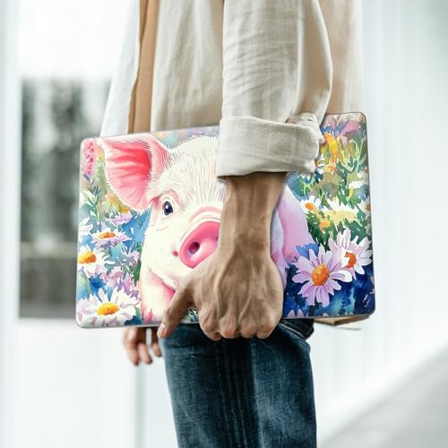 Reusable Universal Laptop Skin Sticker, Cut to Fit for 11.6–15.6 Inch Laptops, Waterproof Protective Film, No-Residue - Daisy Meadow Pig - color: Daisy Meadow Pig