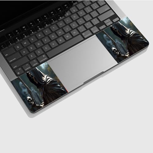 Universal Laptop Skin Sticker with 2 Wrist Pad Skins, Waterproof Scratch Resistant Vinyl Laptop Cover Decal, Cut to Fit for 11–15.6 Inch MacBook HP Dell Lenovo, Grim Reaper Skeleton - color: Grim Reaper Skeleton