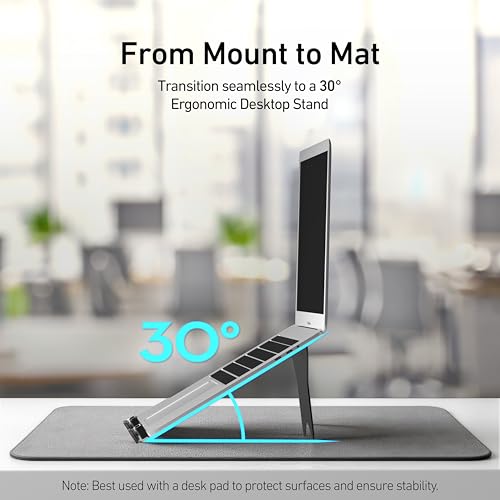 ergounion Laptop Tray for Monitor Arm - VESA Mount 100x100mm, Laptops up to 17.3in & 28.6lbs - Notebook Tray Office Desk Accessories - Black - color: Black