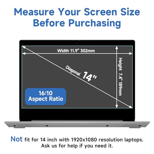2 Pcs 14 Inch (1920x1200P) Laptop Blue Light Screen Protector, Reduce Eye Strain Anti Glare Blue Light Blocking Screen Protector for 14’’ with 16:10 Resolution HP/Dell/Acer/Asus/Samsung/Lenovo - size: 14 inch with 16:10 aspect ratio