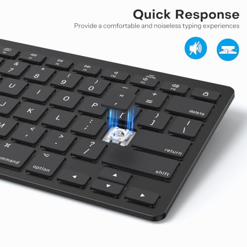 OMOTON Ultra-Slim Wireless Keyboard for Mac, Stable Bluetooth Connection, Ergonomic Tilt Angel, Auto Sleep Energy Saving & Portable for Business Trip & Travel, Compatible with MacOS 10.10+, Black - color: Black