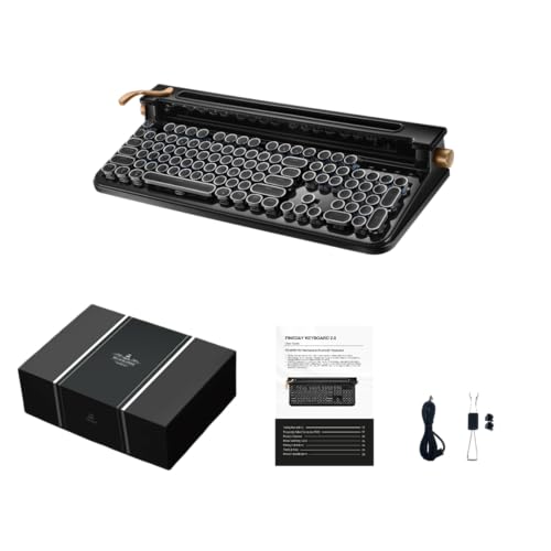 FINEDAY Keyboard 2.0 Plus, 2.4G Wireless & Bluetooth, 104 Keys, Blue Switch, 5000mAh, Retro Mechanical Keyboard for PC/Mac/Phone (English Keycaps) - style: English Keycaps