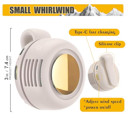 Portable Silent Mini Bladeless Electric fan Clip-On,3-Speed Rotatable Hands-FreeClip-On Fan for Shirt and Waist,Portable Mini Bladeless Fan Clip-On,For Outdoor & Travel & Office,Travel Accessories