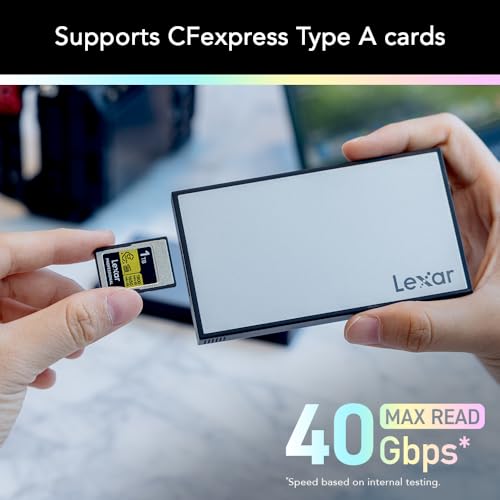 Lexar Workflow CFexpress Type A 4.0 Card Reader, Up to 40Gbps, USB-C | Supports CFexpress Type A Cards, Compatible with PC, Laptop, Tablet, Smartphone, USB-C Cable, Lightweight, LPWF730N-5ANGL - style: CFexpress 4.0 Type A USB-C