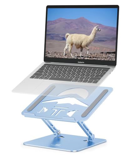 Laptop Stand Adjustable Laptop Holder for Desk, Foldable Laptop Riser Portable Computer Stand Compatible with MacBook, Lenovo, HP and All Laptops up to 16 inches Diamond Blue - color: Diamond Blue