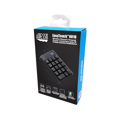 Adesso WKB-6010UB - Wireless Spill Resistant 18-Key Numeric Keypad Number Pad, Black