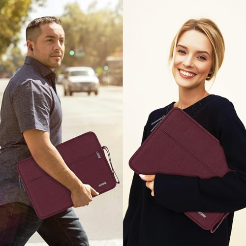 Laptop Sleeve Case 14 Inch, Water Resistant Traveling Computer Cover with Handle, Shockproof Protective Carrying Laptop Bag Compatible for 14 Inch MacBook Air/Pro, HP, Dell, Lenovo, WineRed - color: WineRed, size: 14 Inch