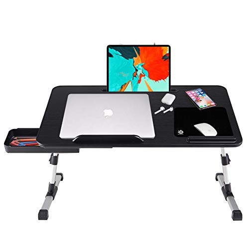 Lap Desk for Laptop,BUILDEC Adjustable Laptop Stand for Desk with Storage Drawer,Foldable Legs Standing Lap Table for Reading, Eating, Working, Writing, Gaming and Drawing in Bed Sofa Couch Floor - size: Medium: 20.5" x 11.8" x H(9.4 -12.6")