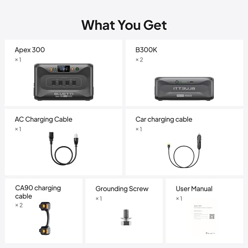 BLUETTI Apex 300 Solar Generator & 2 B300K, 8294.4Wh LFP Battery Backup | Power Station with 6 3840W AC Outlets 7680W Surge, 120V/240V Dual Voltage Output, Modular Power for Home, RV and Emergencies - style: BLUETTI Apex 300+2xB300K
