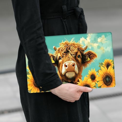 Laptop Skin Sticker Decal 12" 13" 13.3" 14" 15" 15.6",Waterproof Scratch Resistant Vinyl,Reusable Easy to Apply,for MacBook HP Dell Notebooks Netbooks Laptop,2 Wrist Pads,Cute Highland Cow - color: Cute Highland Cow