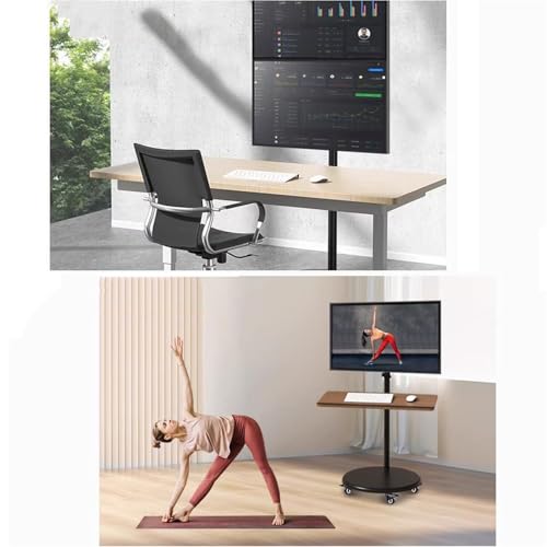 Monitor Stand Floor Standing Single Monitor Mount, Movable Monitor Stand with Keyboard Tray and Wheels, 14"-43" Adjustable Gas Spring Monitor Arm holds up to 33.0lbs monitor stand desk arm(14"-32") - size: 14"-32"