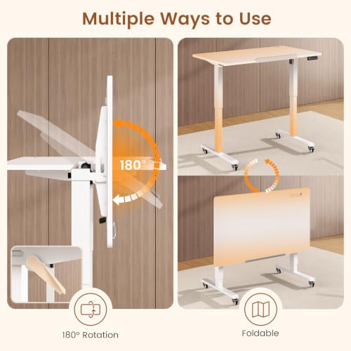 SEDETA 47x24'' Foldable Electric Standing Dry Erase Board Desk with Wheels | 180° Tiltable Mobile Rising Computer Desk Height Adjustable for Drawing/Writing/Gaming/Study/Home Office/Small Space - color: Dry Erase Board, size: 47 x 24 Inches