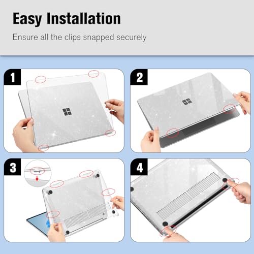 Fintie Case for 13.8 Inch Surface Laptop 8 2026 / Surface Laptop 7 2024 | Hard Shell, Slim Fit, Glittering Clear - color: Glittering Clear