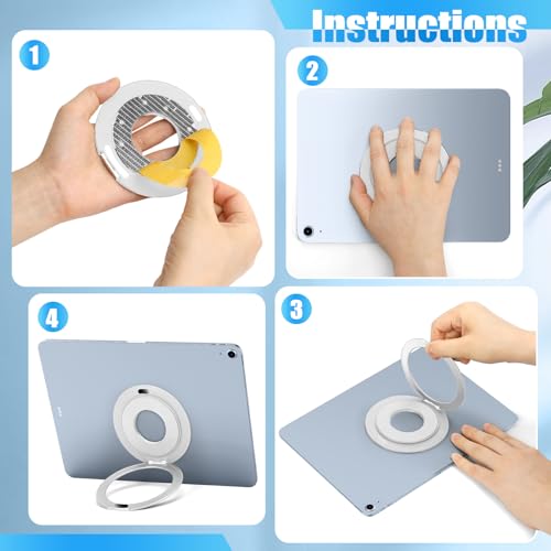 Universal Tablet Mount Holder Stand for iPad Pro Air Mini, Silver | 360 Rotating Desktop Tablet Magnetic Ring Holder Handle Grip Bracket Compatible for iPad Pro, Air, Mini, Galaxy, Fire, Kindle - color: Silver